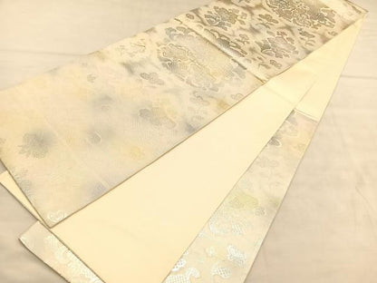 平和屋着物◎六通柄袋帯 枝花文 金銀糸 正絹 逸品 BAAU5752hv