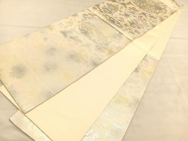 平和屋着物◎六通柄袋帯 枝花文 金銀糸 正絹 逸品 BAAU5752hv