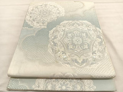 平和屋着物◎六通柄袋帯　唐織　宝相華　銀糸　正絹　逸品　BAAU5755hv