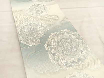 平和屋着物◎六通柄袋帯　唐織　宝相華　銀糸　正絹　逸品　BAAU5755hv