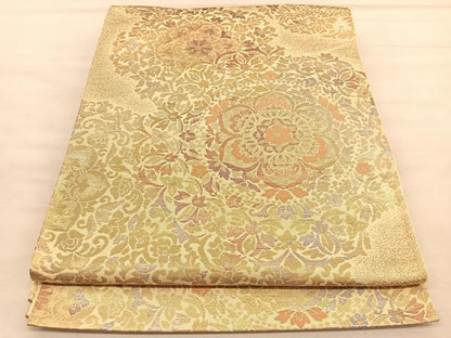 平和屋着物◎六通柄袋帯 正倉院花文 金糸 正絹 逸品 BAAU5756hv