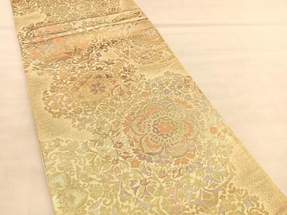平和屋着物◎六通柄袋帯 正倉院花文 金糸 正絹 逸品 BAAU5756hv