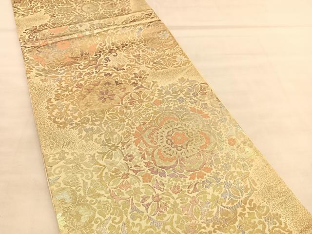 平和屋着物◎六通柄袋帯 正倉院花文 金糸 正絹 逸品 BAAU5756hv