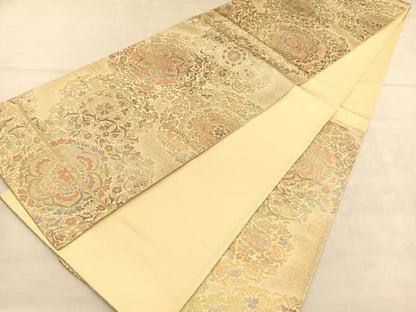 平和屋着物◎六通柄袋帯 正倉院花文 金糸 正絹 逸品 BAAU5756hv