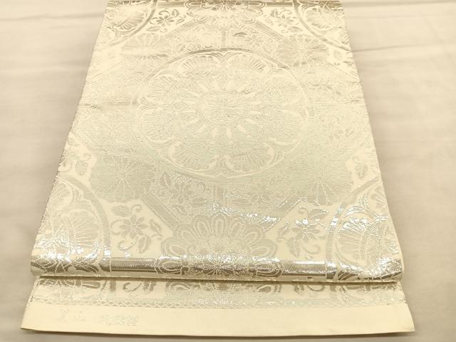 平和屋着物◎六通柄袋帯 嵐山 菱天井花丸文 純銀箔 正絹 逸品 BAAU5757hv