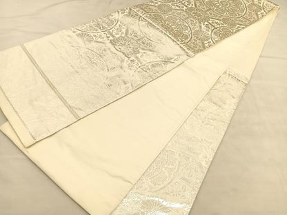 平和屋着物◎六通柄袋帯 嵐山 菱天井花丸文 純銀箔 正絹 逸品 BAAU5757hv