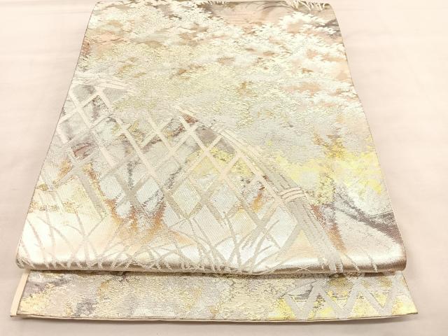 平和屋着物◎西陣　六通柄袋帯　間垣樹林文　金銀糸　正絹　逸品　BAAU5759hv