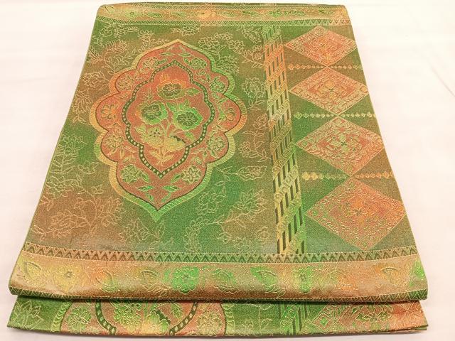 平和屋着物◎六通柄袋帯　菱花文　正絹　逸品　BAAU5763hv