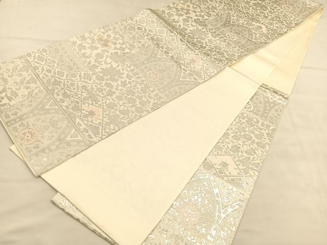平和屋着物◎六通柄袋帯　唐織　千寿錦　飾花文　プラチナ本銀箔二重織　正絹　逸品　BAAU5771hv