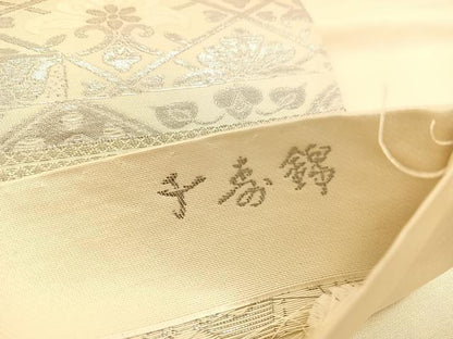 平和屋着物◎六通柄袋帯　唐織　千寿錦　飾花文　プラチナ本銀箔二重織　正絹　逸品　BAAU5771hv