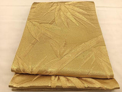 平和屋着物◎六通柄袋帯　笹竹文　金糸　正絹　逸品　BAAU5774hv