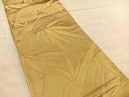 平和屋着物◎六通柄袋帯　笹竹文　金糸　正絹　逸品　BAAU5774hv