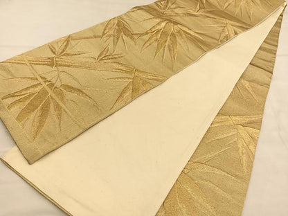 平和屋着物◎六通柄袋帯　笹竹文　金糸　正絹　逸品　BAAU5774hv