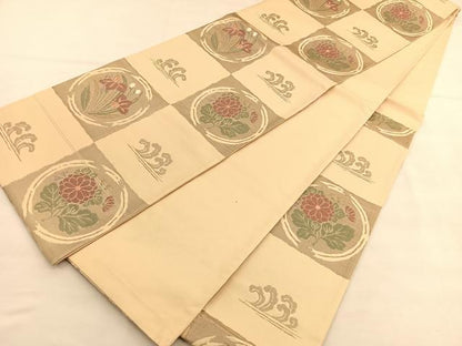 平和屋着物◎六通柄袋帯　唐織　立波花丸文　正絹　逸品　BAAU5786hv