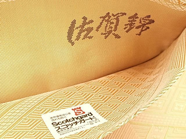 平和屋着物◎佐賀錦　両面　六通柄袋帯　唐織　地紙花文　金糸　正絹　逸品　BAAU5790hv