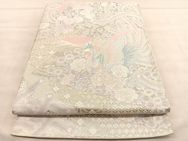 平和屋着物◎西陣　六通柄袋帯　唐織　鳳凰花文　九百錦　プラチナ箔　正絹　逸品　BAAU5791hv
