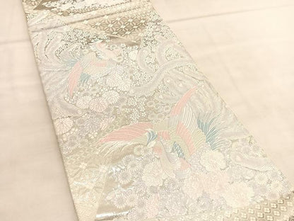 平和屋着物◎西陣　六通柄袋帯　唐織　鳳凰花文　九百錦　プラチナ箔　正絹　逸品　BAAU5791hv