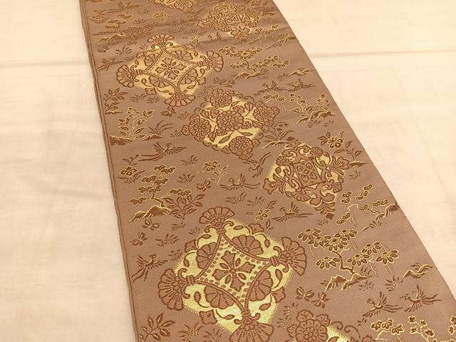 平和屋着物◎六通柄 本袋帯 唐織 飛鳥花菱文 金糸 正絹 逸品 BAAU5798hv