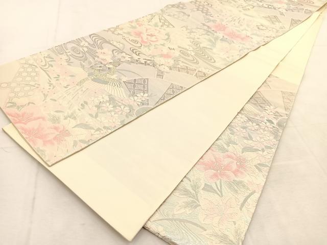 平和屋着物◎六通柄袋帯　唐織　鳳凰花流水文　金銀糸　正絹　逸品　BAAU6033yc