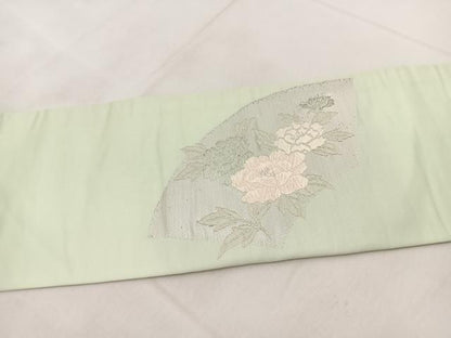 平和屋着物◎九寸名古屋帯　唐織　地紙流水牡丹文　金銀糸　正絹　逸品　BAAU6059yc