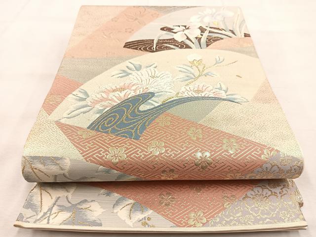 平和屋着物◎六通柄袋帯　唐織　能衣琳調文　金糸　正絹　逸品　BAAU6064yc