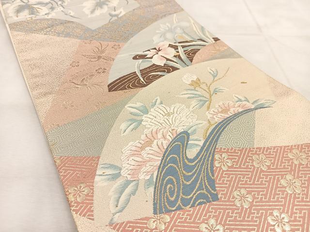 平和屋着物◎六通柄袋帯　唐織　能衣琳調文　金糸　正絹　逸品　BAAU6064yc