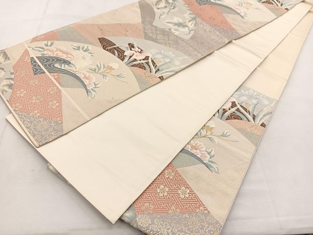 平和屋着物◎六通柄袋帯　唐織　能衣琳調文　金糸　正絹　逸品　BAAU6064yc