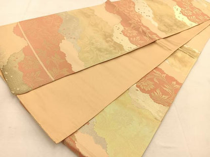 平和屋着物◎六通柄袋帯　道長更紗花文　金銀糸　正絹　逸品　BAAU6066yc