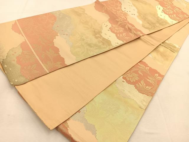 平和屋着物◎六通柄袋帯　道長更紗花文　金銀糸　正絹　逸品　BAAU6066yc