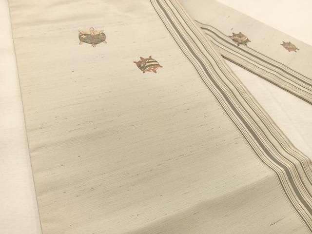 平和屋着物●京の名門・菱屋六右ェ門　九寸名古屋帯　紬地　糸巻き文　正絹　逸品　BAAU6076yc