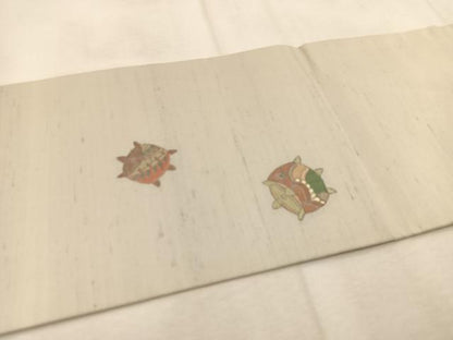 平和屋着物●京の名門・菱屋六右ェ門　九寸名古屋帯　紬地　糸巻き文　正絹　逸品　BAAU6076yc