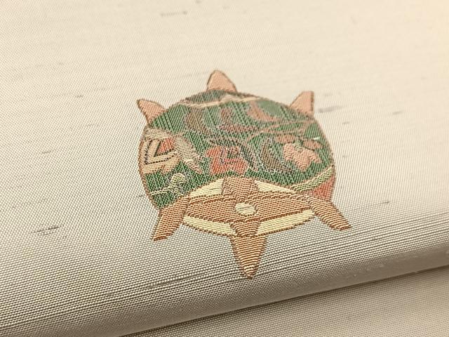 平和屋着物●京の名門・菱屋六右ェ門　九寸名古屋帯　紬地　糸巻き文　正絹　逸品　BAAU6076yc