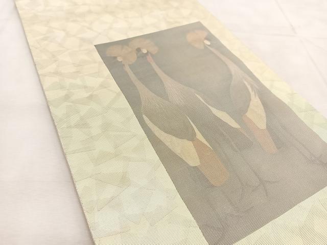 平和屋着物◎太鼓柄袋帯　鶴　引箔　正絹　逸品　BAAU6085yc
