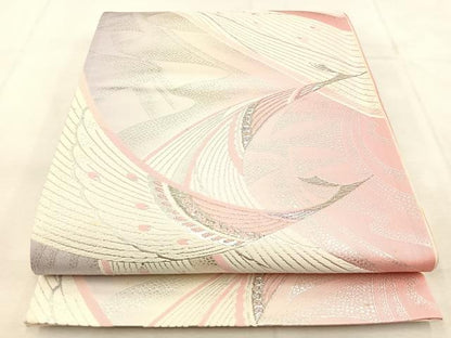 平和屋着物◎六通柄袋帯　唐織　孔雀　銀糸　正絹　逸品　未使用　BAAU6093yc