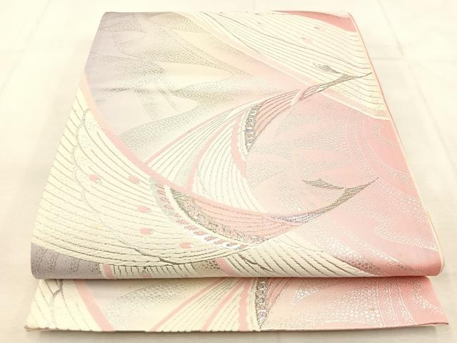 平和屋着物◎六通柄袋帯　唐織　孔雀　銀糸　正絹　逸品　未使用　BAAU6093yc