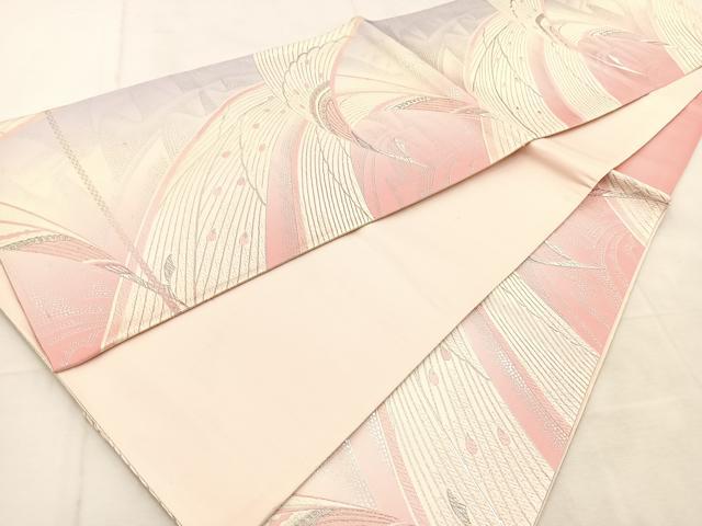 平和屋着物◎六通柄袋帯　唐織　孔雀　銀糸　正絹　逸品　未使用　BAAU6093yc