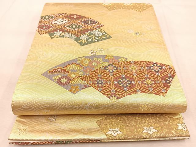 平和屋着物◎六通柄袋帯　唐織　立波地紙花文　金銀糸　正絹　逸品　BAAU6106yc