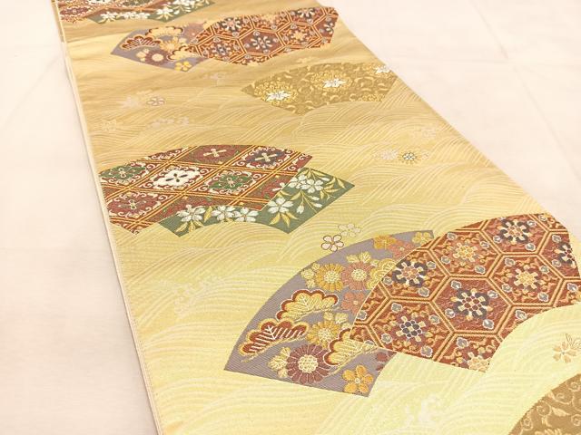 平和屋着物◎六通柄袋帯　唐織　立波地紙花文　金銀糸　正絹　逸品　BAAU6106yc