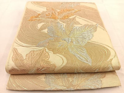 平和屋着物◎六通柄京袋帯　本袋帯　流水カトレア文　金銀糸　正絹　逸品　BAAU6123yc