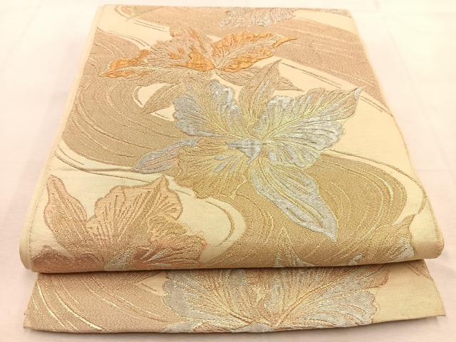 平和屋着物◎六通柄京袋帯　本袋帯　流水カトレア文　金銀糸　正絹　逸品　BAAU6123yc