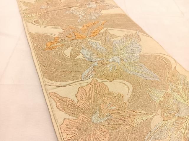 平和屋着物◎六通柄京袋帯　本袋帯　流水カトレア文　金銀糸　正絹　逸品　BAAU6123yc