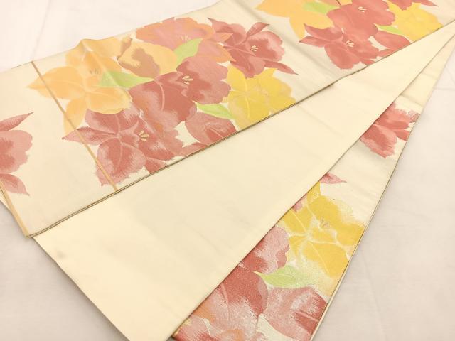 平和屋着物◎六通柄袋帯　カトレア　金銀糸　正絹　逸品　BAAU6175yc