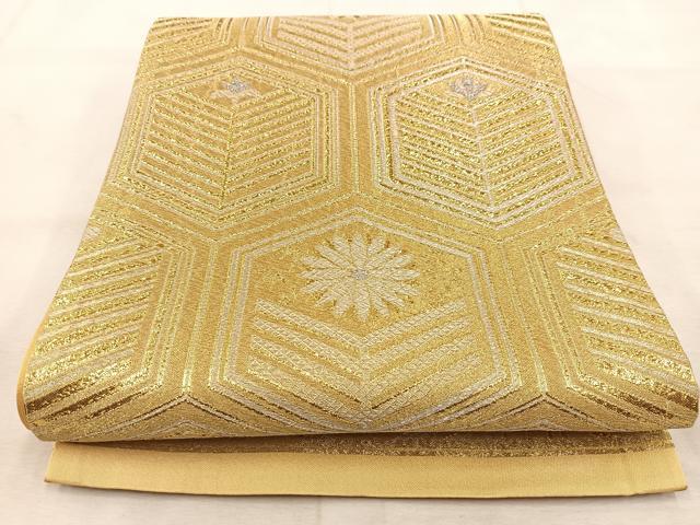 平和屋着物◎六通柄袋帯　亀甲花松文　金銀糸　BAAU6176yc