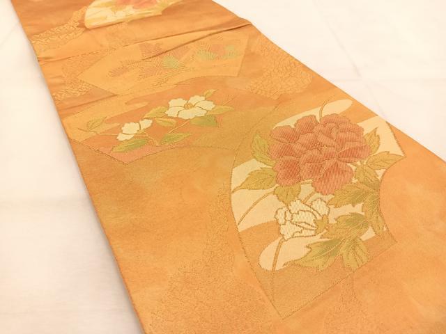 平和屋着物◎六通柄袋帯　唐織　地紙花文　金糸　正絹　逸品　BAAU6178yc