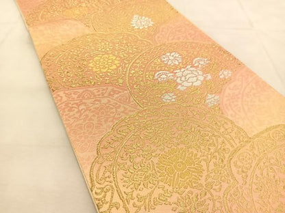 平和屋着物◎六通柄袋帯　更紗青海波　金銀糸　正絹　逸品　BAAU6185yc