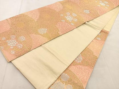 平和屋着物◎六通柄袋帯　更紗青海波　金銀糸　正絹　逸品　BAAU6185yc