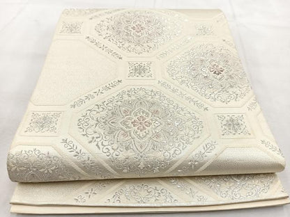 平和屋着物◎六通柄袋帯　唐織　蜀江花文　銀糸　正絹　逸品　BAAU6189yc
