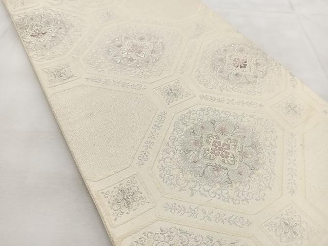 平和屋着物◎六通柄袋帯　唐織　蜀江花文　銀糸　正絹　逸品　BAAU6189yc