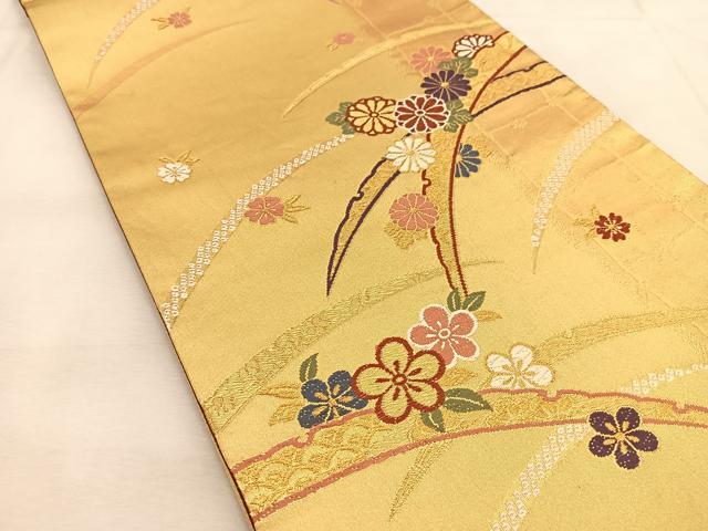 平和屋着物◎六通柄袋帯　唐織　花雪芝文　金糸　正絹　逸品　BAAU6196yc