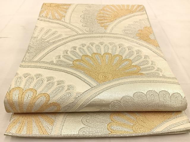 平和屋着物◎西陣　六通柄袋帯　菊青海波　金銀糸　正絹　逸品　BAAU6205yc